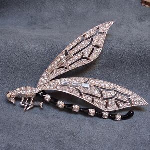 Huge KJL Dragonfly Brooch Black Enamel Kenneth Jay Lane Pin